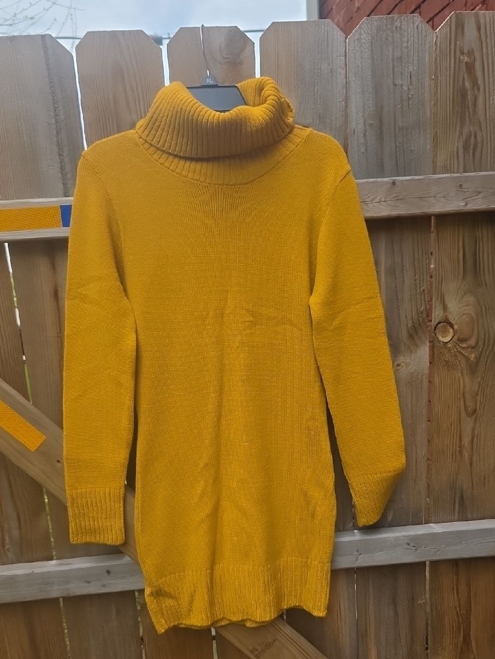 Boohoo Mustard Yellow Turtleneck Sweater Dress